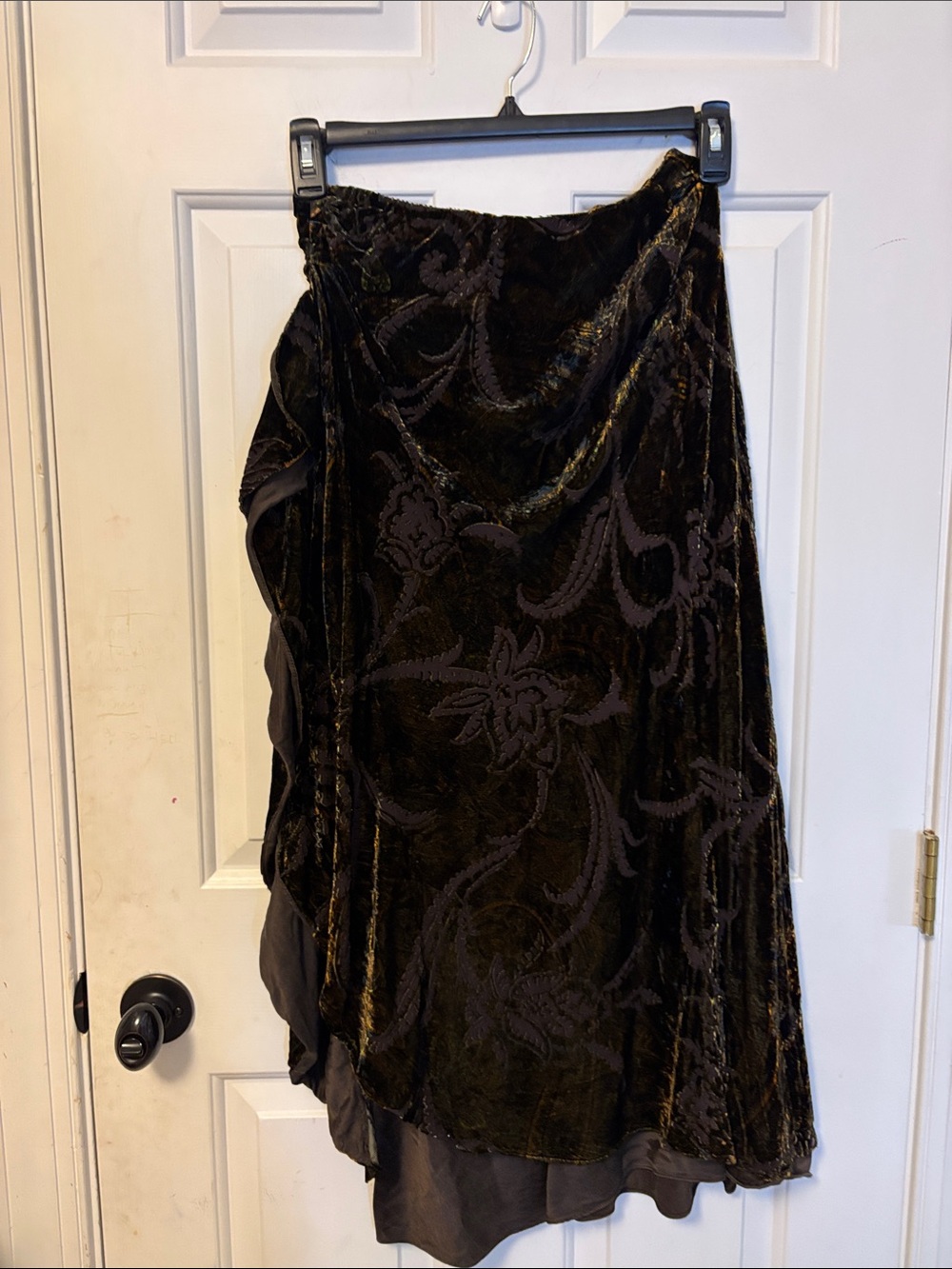 Lauren Ralph Lauren Black Velvet Burnout Asymmetrical Skirt Petite Small
